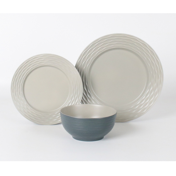 Flamefield Geschirrset Riple Sand 12-tlg., grau