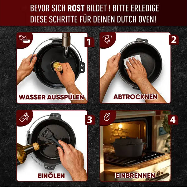 Gusskönig Eingebrannter Dutch Oven Set mit Füße
