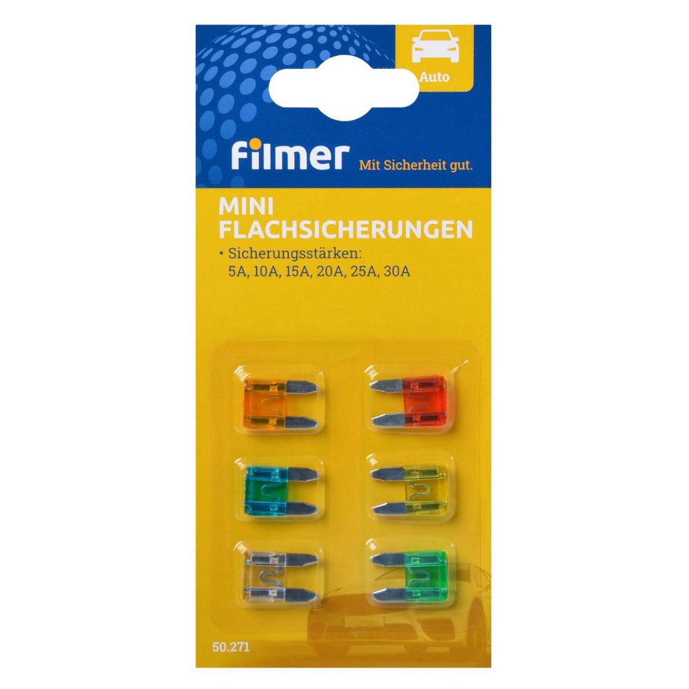 Filmer Flachsicherungen Mini 6-teilig; 5/10/15/20/25/30 A