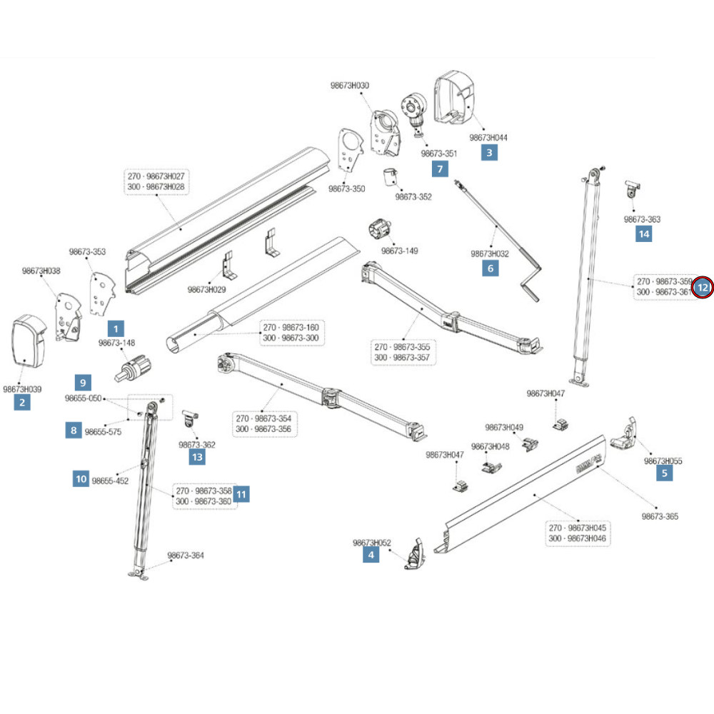 Fiamma Stützfuß 270 rechts für F43van Markise (98673-359)