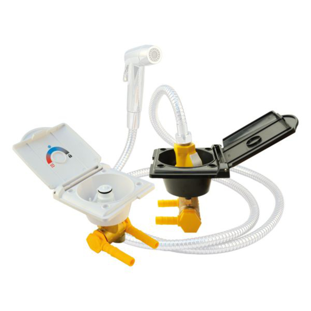 LILIE Außenanschluss Außendusche mit Duschkopf und Schlauch, weiß, 10mm