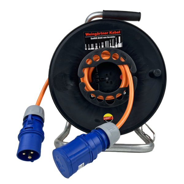 Weingärtner Kabeltrommel CEE 3-polig, 230 V, 25 m, orange