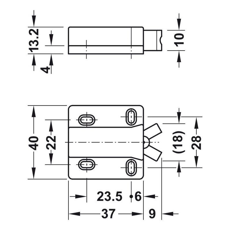 Häfele Federschnäpper mit Gegenstück 37 x 40 mm, schwarz