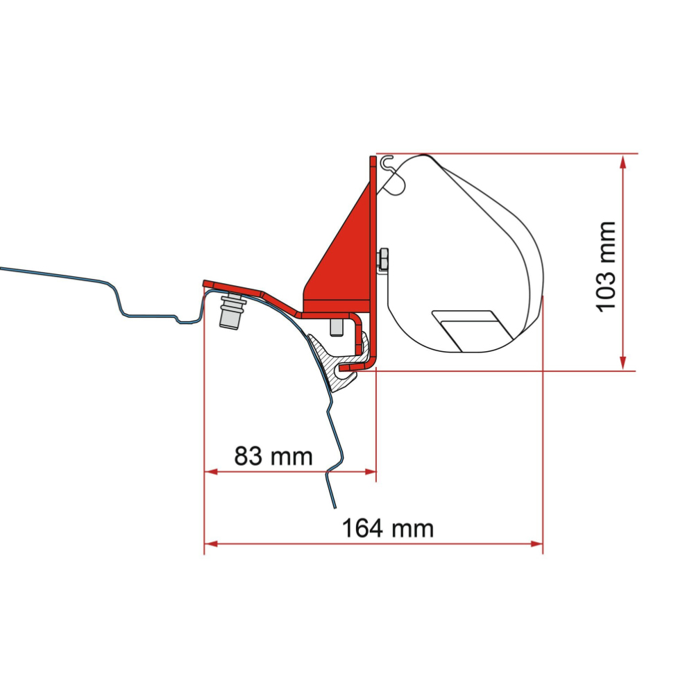 Fiamma Markisenadapter Kit VW T5/T6 Multirail Reimo für Markise F35 pro