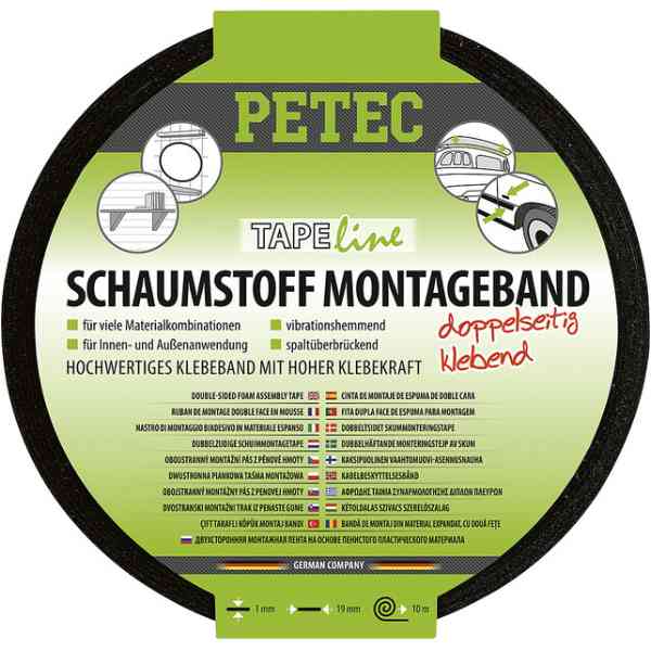 Petec Schaumstoff-Montageband doppelseitig klebend, 19 mm x 10 m