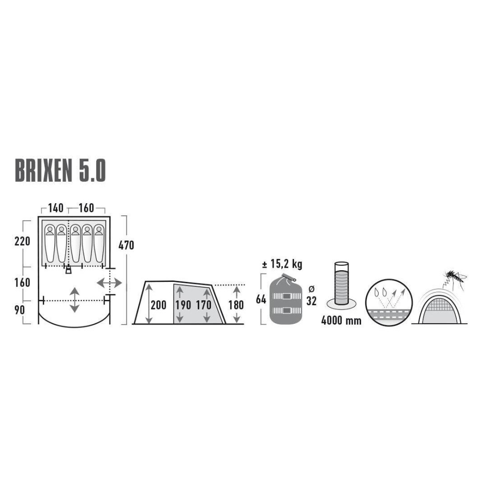 High Peak Tunnelzelt Brixen 5.0