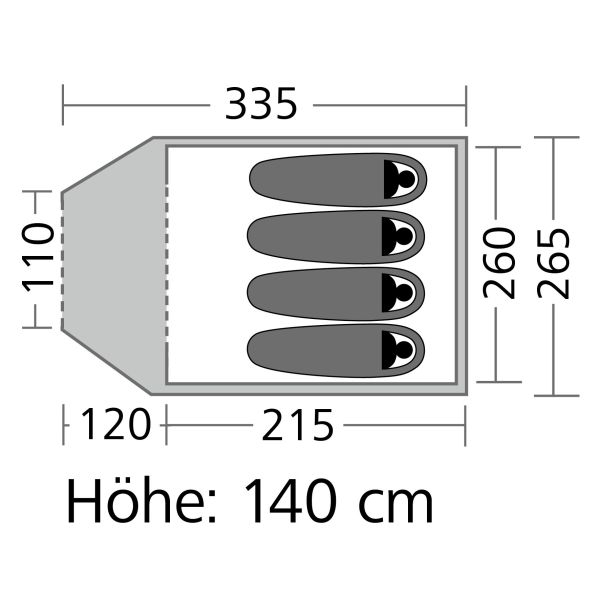 Coleman Kuppelzelt Kobuk Valley 4 Plus - 265 x 140 x 335 cm