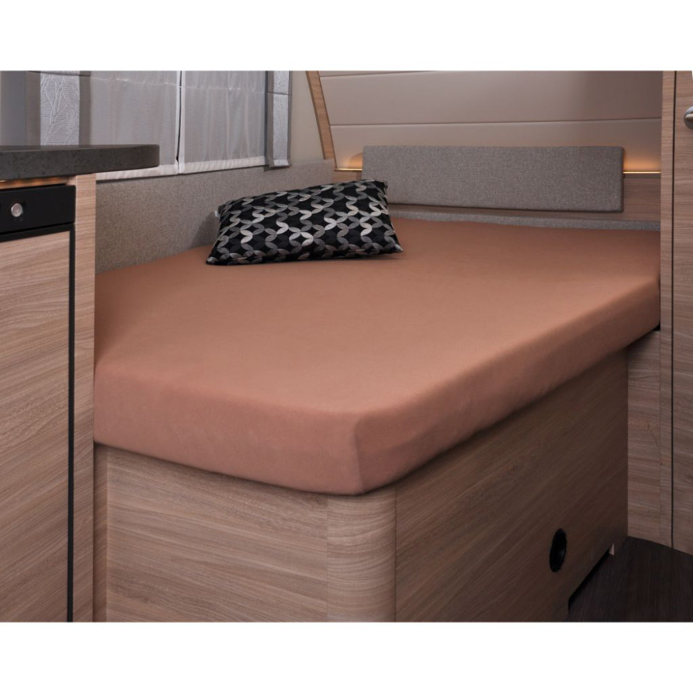 Genkinger Spannbettlaken französisches Bett Wohnwagen, macchiato