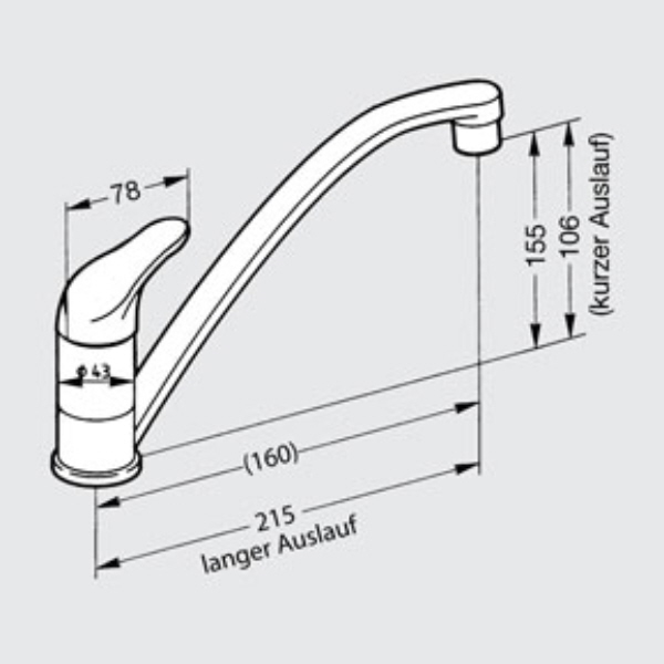 Reich Einhebelmischer Charisma kurz, mit Schalter
