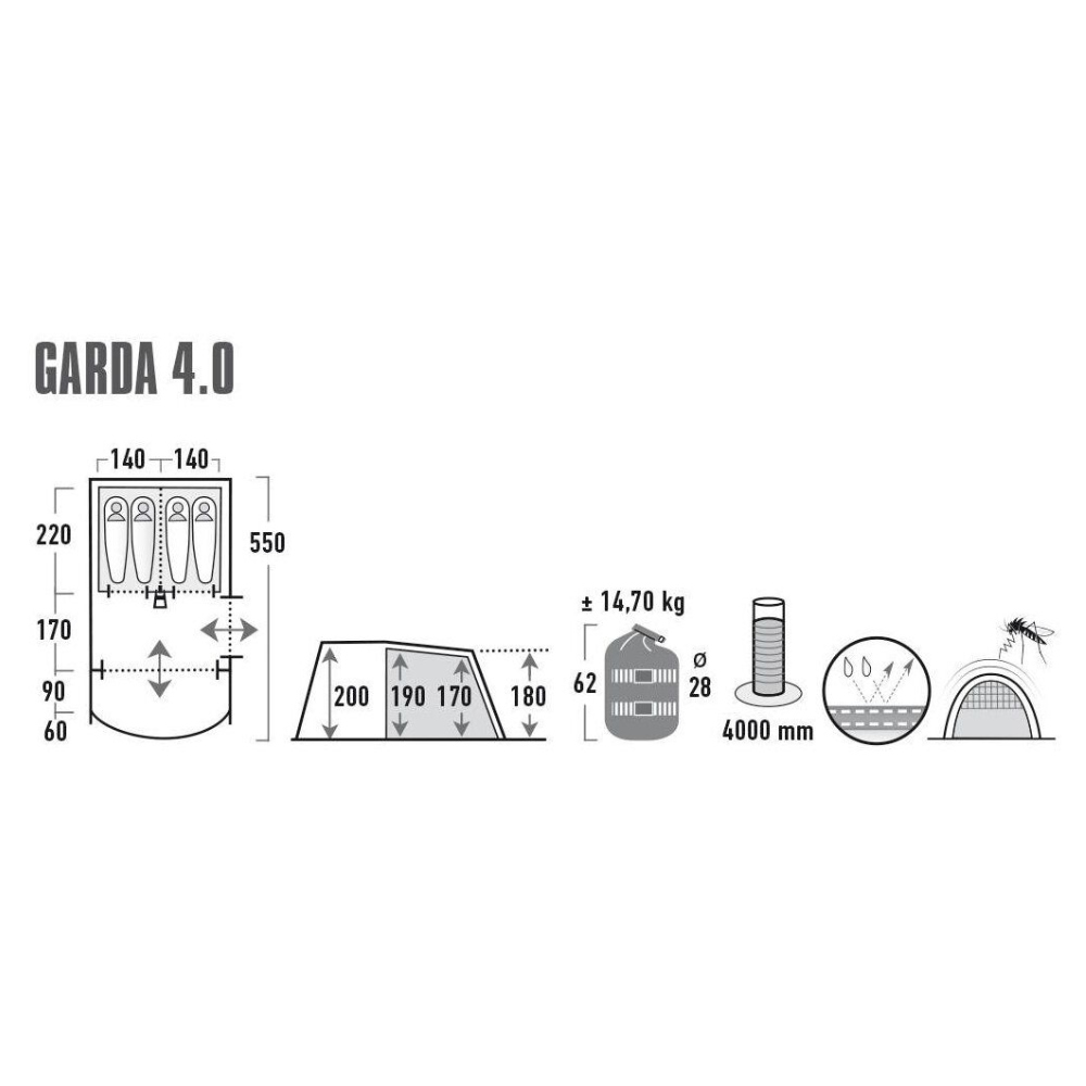 High Peak Tunnelzelt Garda 4.0