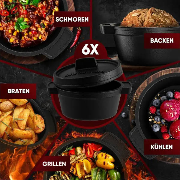 Gusskönig Eingebrannter 6x 300 ml Mini Dutch Oven Set