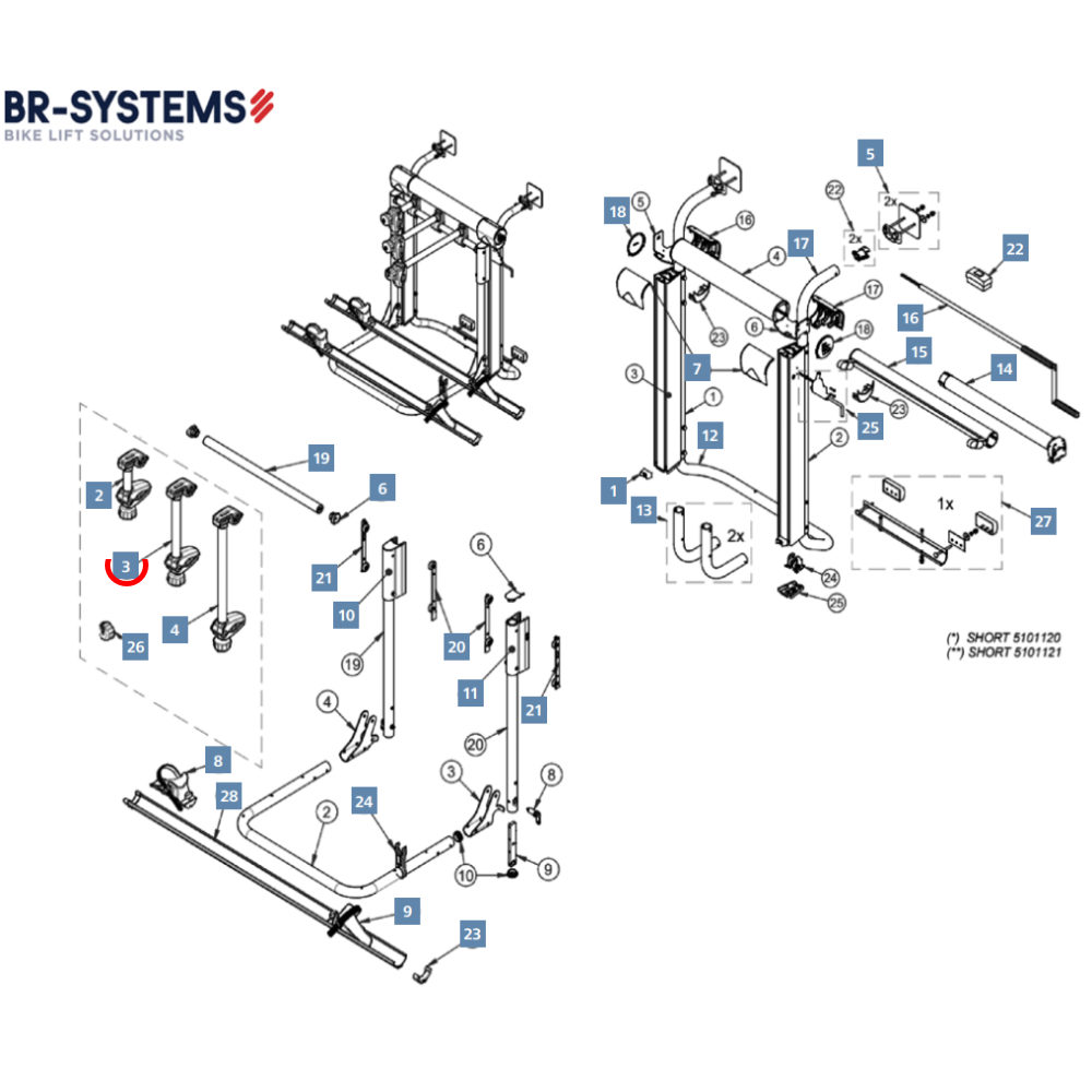 BR-Systems Abstandshalter mittel für 2. Rad zu Bike Lift