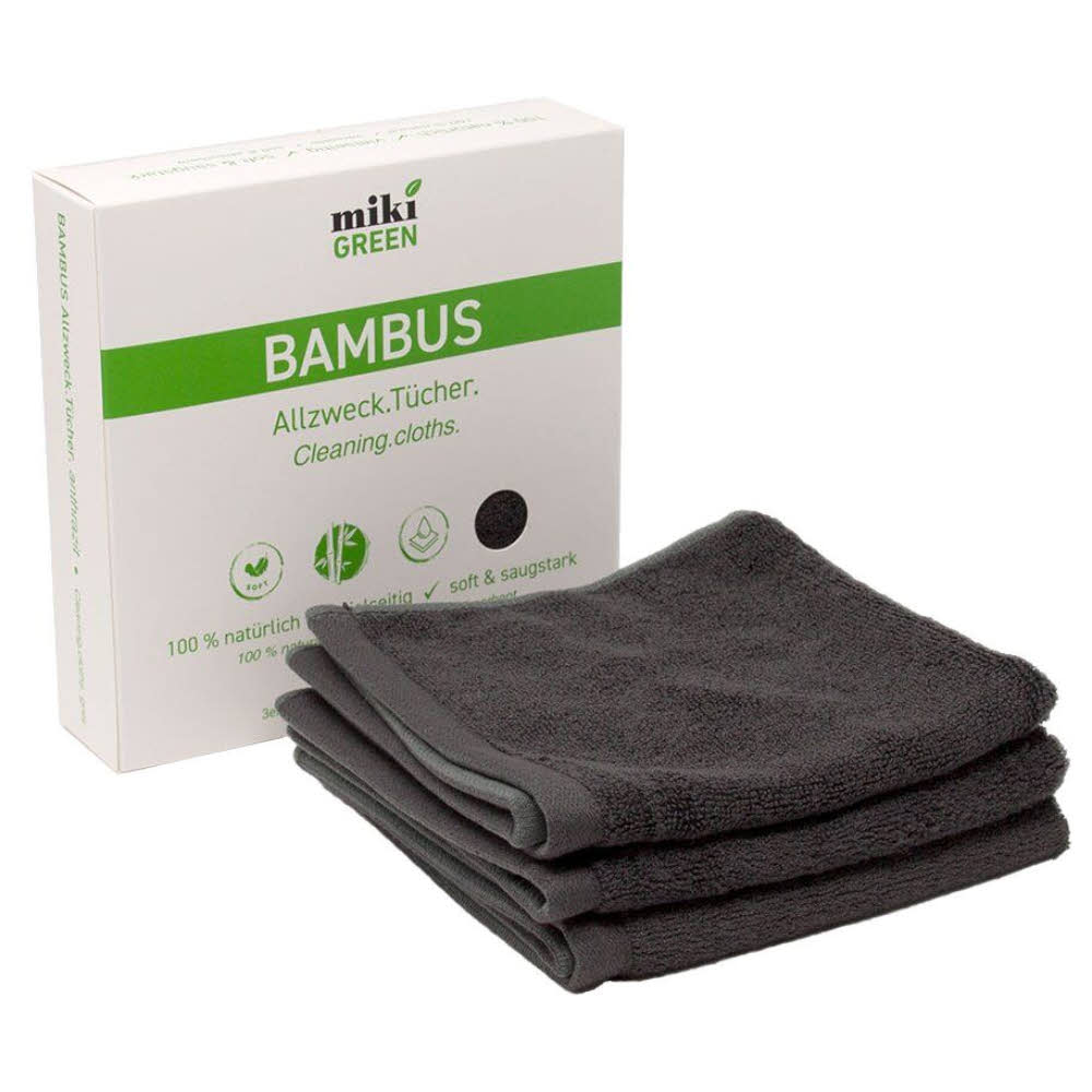 mikiGreen Bambustücher, anthrazit, 3er-Set