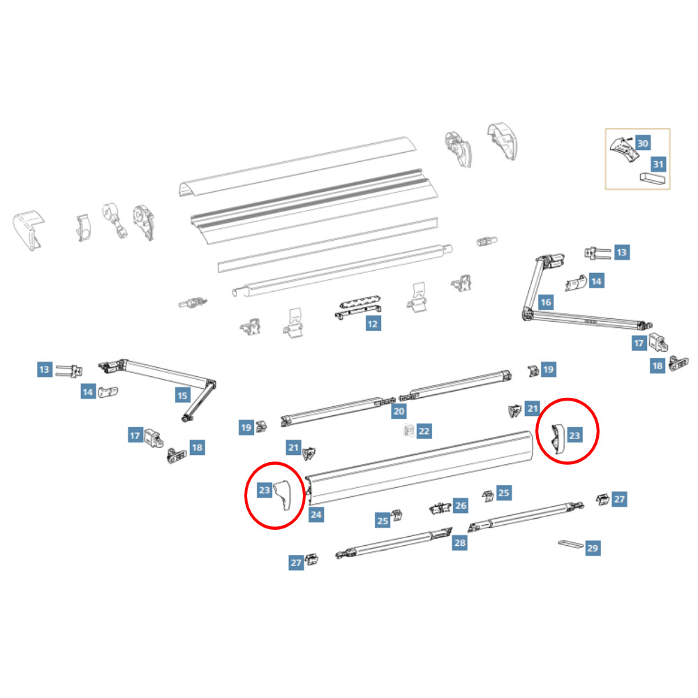 Thule Frontblendenendkappen-Satz weiß Omnistor 6300 (Nr. 1500603333)