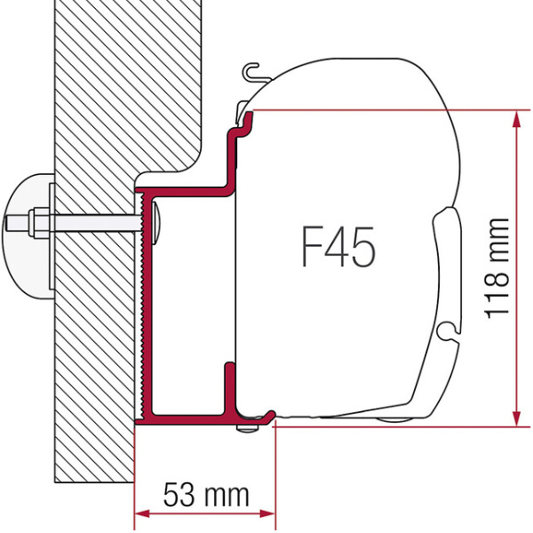 Fiamma Adapter zu Wandmarkise F45 S / F45 L passend für Eura Mobil Karmann