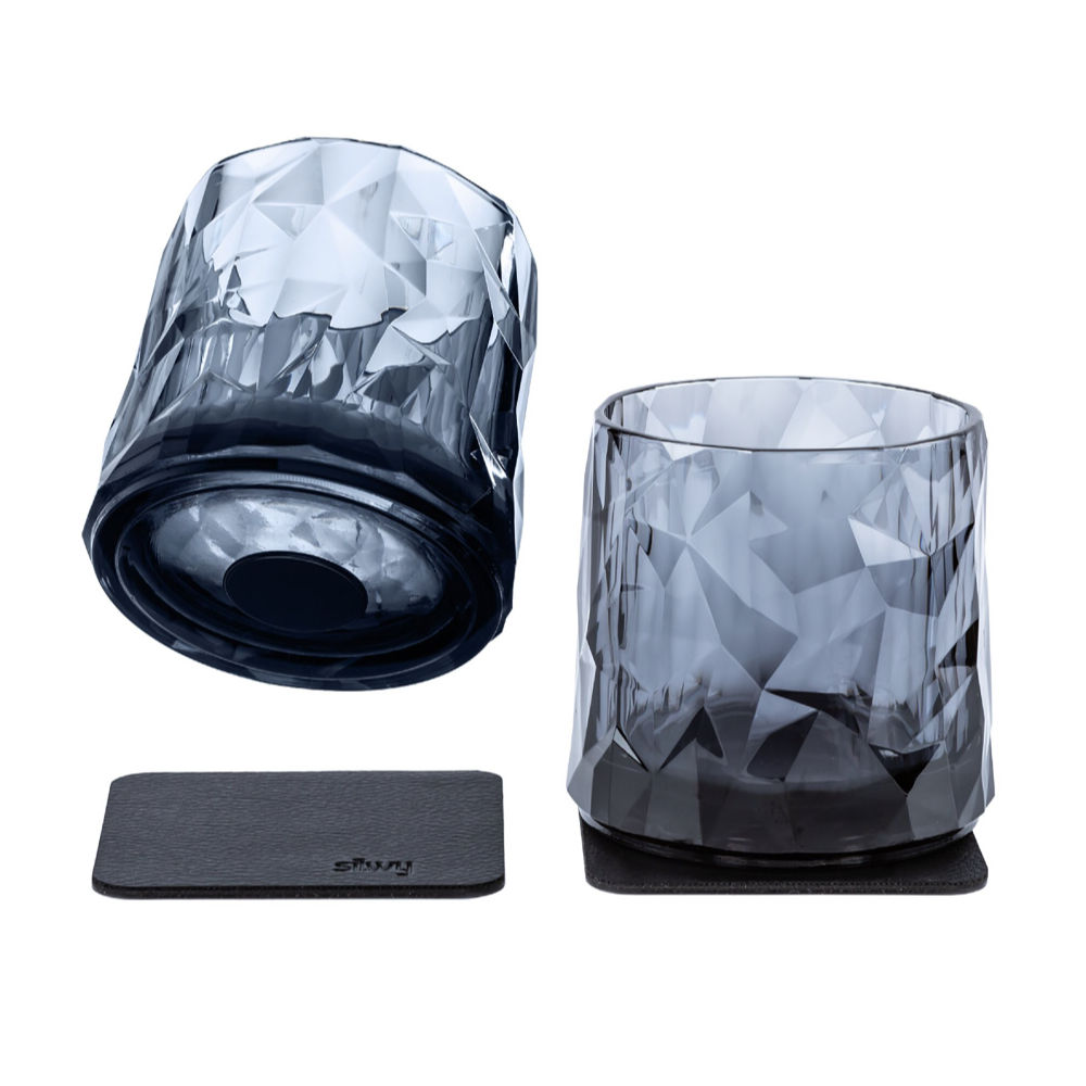 Silwy Magnet-Kunststoffgläser Whisky 250 ml, 2er-Set, rauchgrau