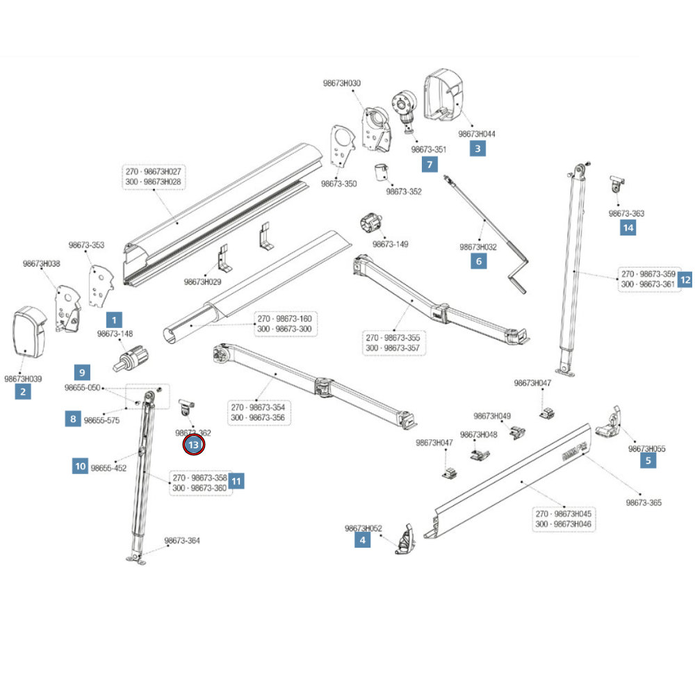 Fiamma Stützfußgelenk links für F43van Markise (98673-362)