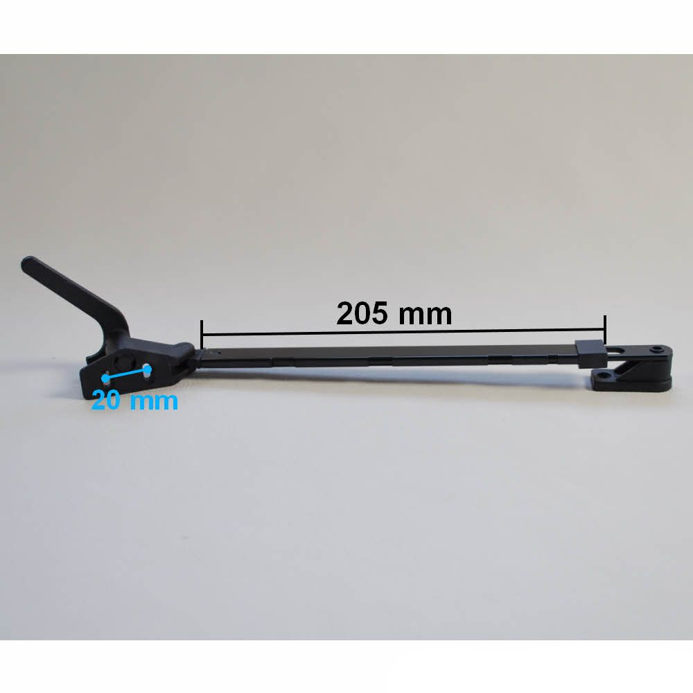 Hobby Fensteraussteller links mit Riegel schwarz, 205 mm (2007 - 2015)