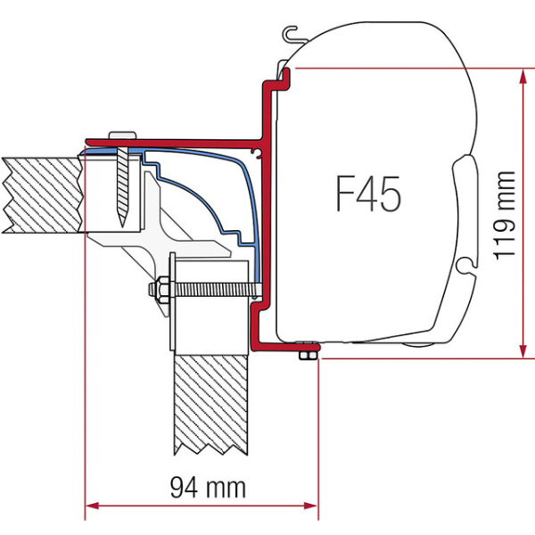 Fiamma Adapterkit zu Wandmarkise F45 S/F45 L p. f. Brüstner, Laika Ecovip, Hobby