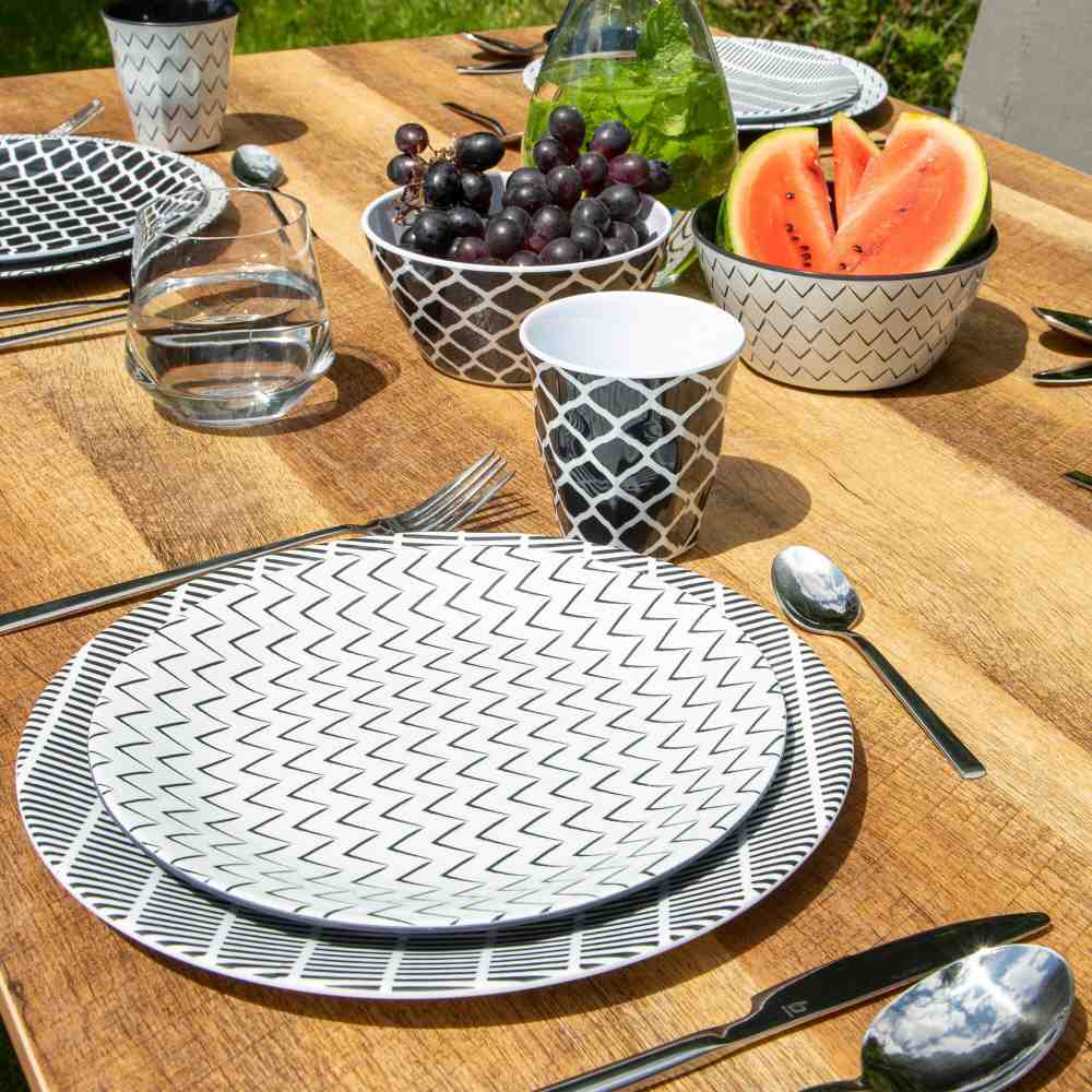 bo-camp Geschirrserie Mix and Match Black and White, 16-teilig