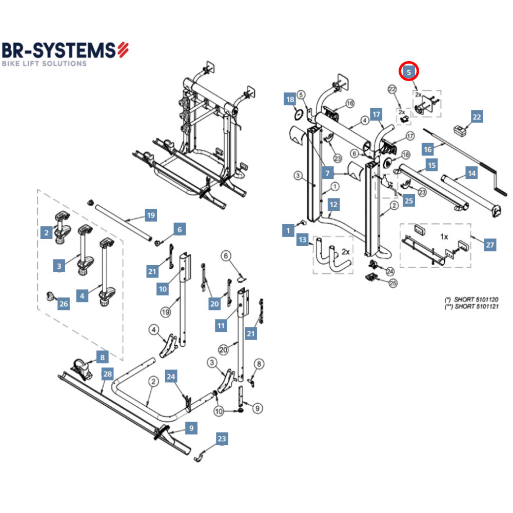 BR-Systems Befestigungskit oben 2 Stück für Bike Lift