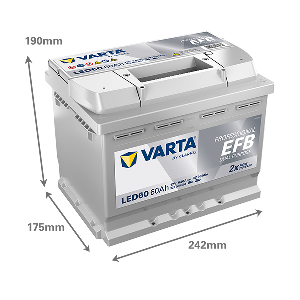 VARTA Batterie Professional Deep Cycle, LED 60