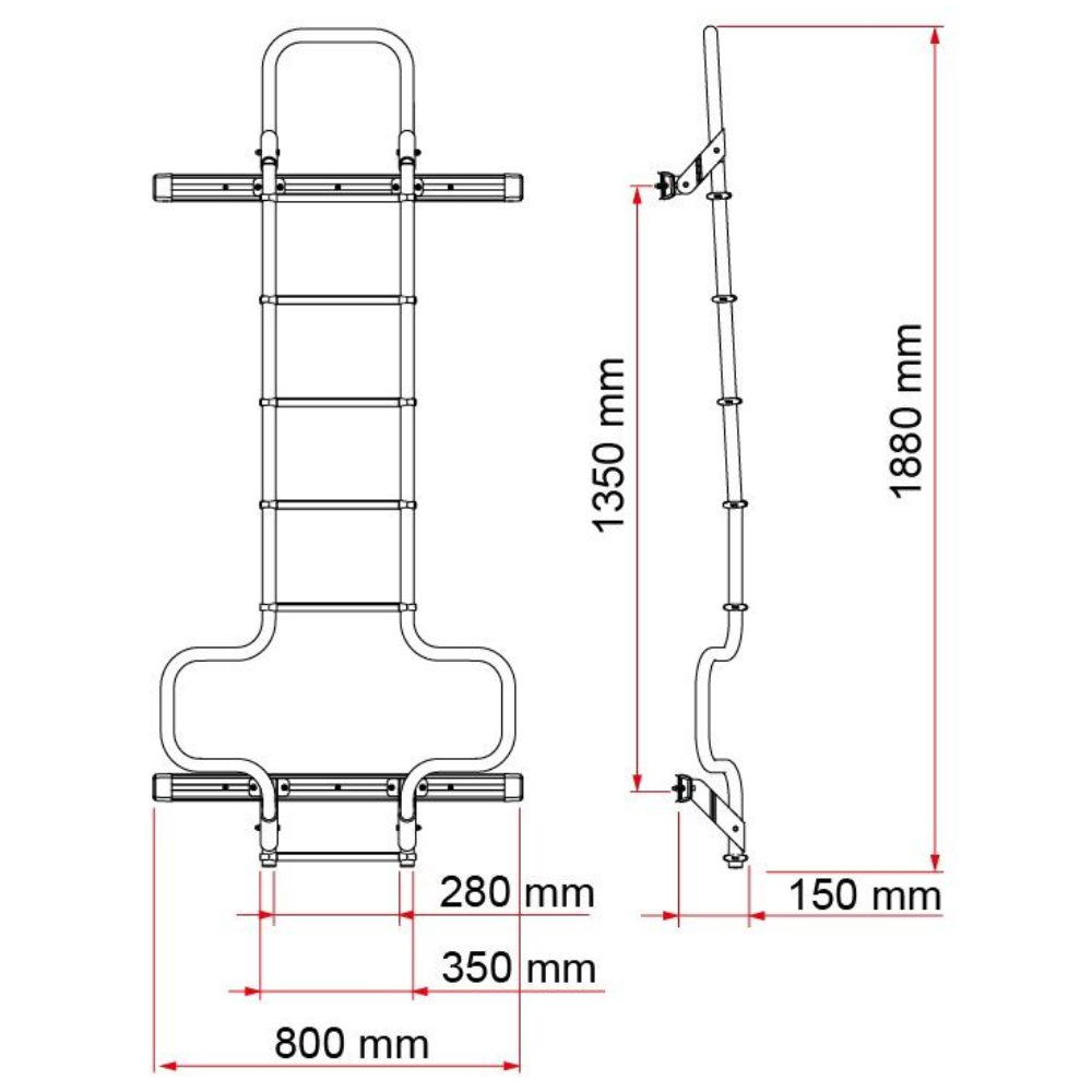 Fiamma Heckleiter Deluxe DJ für Ducato, schwarz