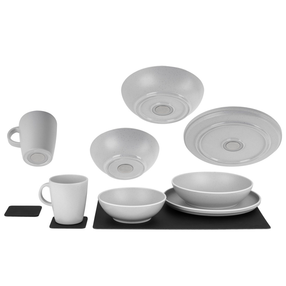 Brunner Geschirrset Dolomit magnetisch weiß