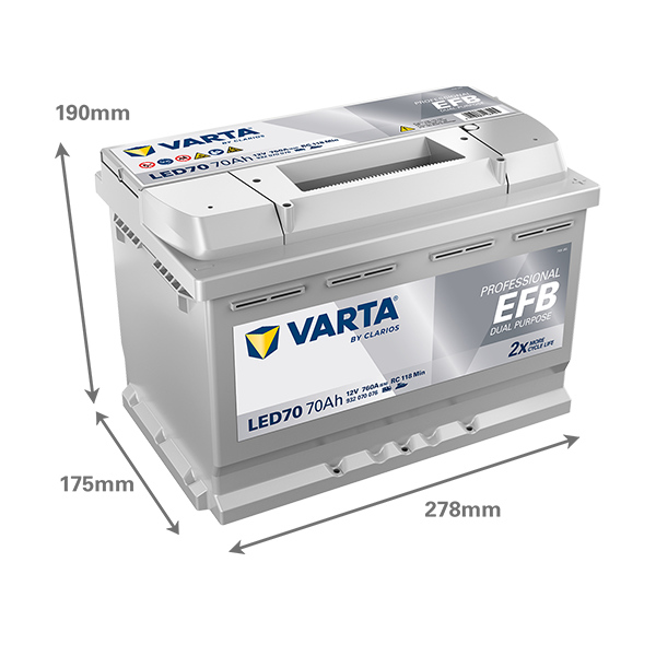 VARTA Batterie Professional Deep Cycle, LED 70