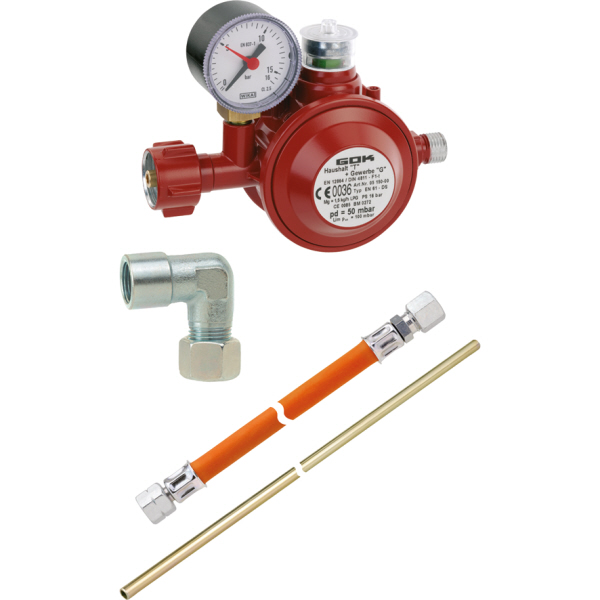 GOK Herdanschluss-Set mit Niederdruckregler 50 mbar