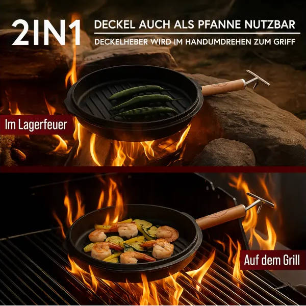 Gusskönig Eingebrannter Dutch Oven Set ohne Füße