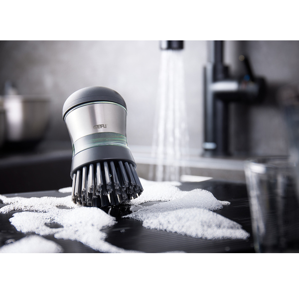 Gefu Spülbürste mit Spülmittelspender SWIFT  Farbe schwarz / silber
