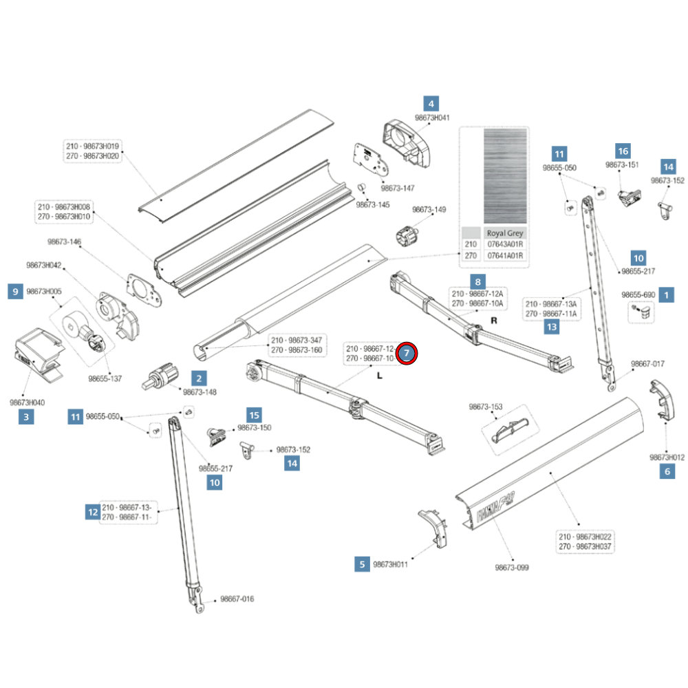 Fiamma Gelenkarm 270 links für F40van Markise (98667-10-)