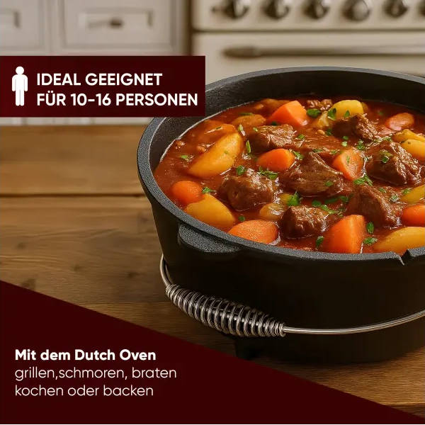 Gusskönig Eingebrannter Dutch Oven Set mit Füße