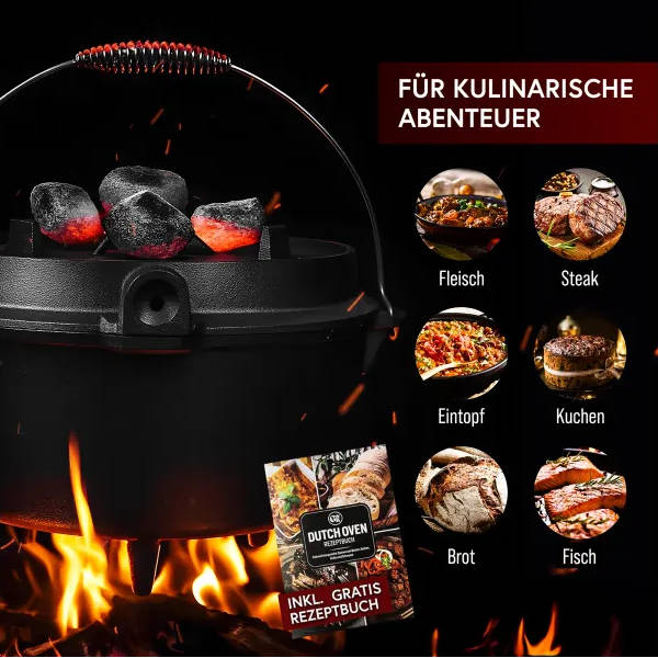 Gusskönig Eingebrannter Dutch Oven Set mit Füße
