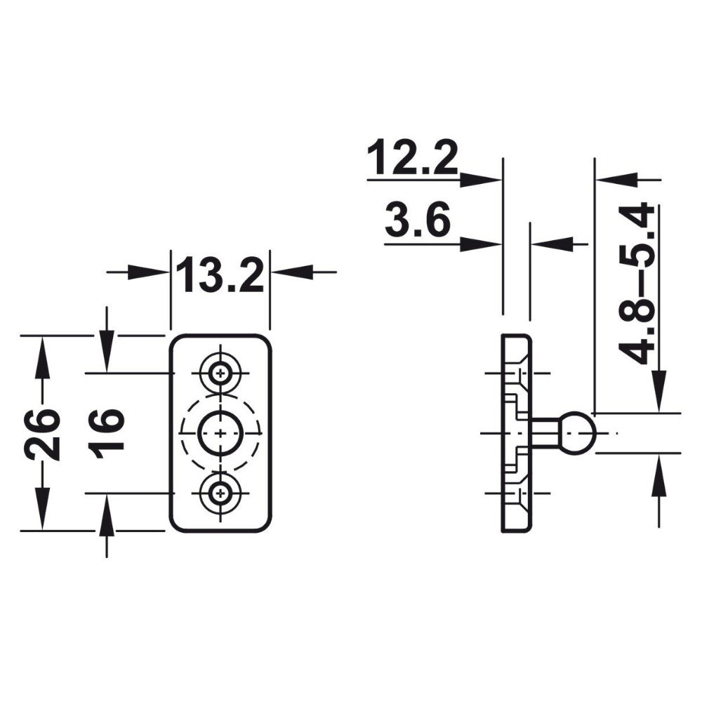 Häfele Federschnäpper mit Gegenstück 37 x 40 mm, schwarz