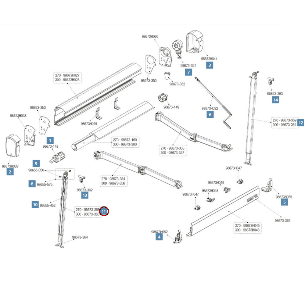 Fiamma Stützfuß 300 links für F43van Markise (98673-360)