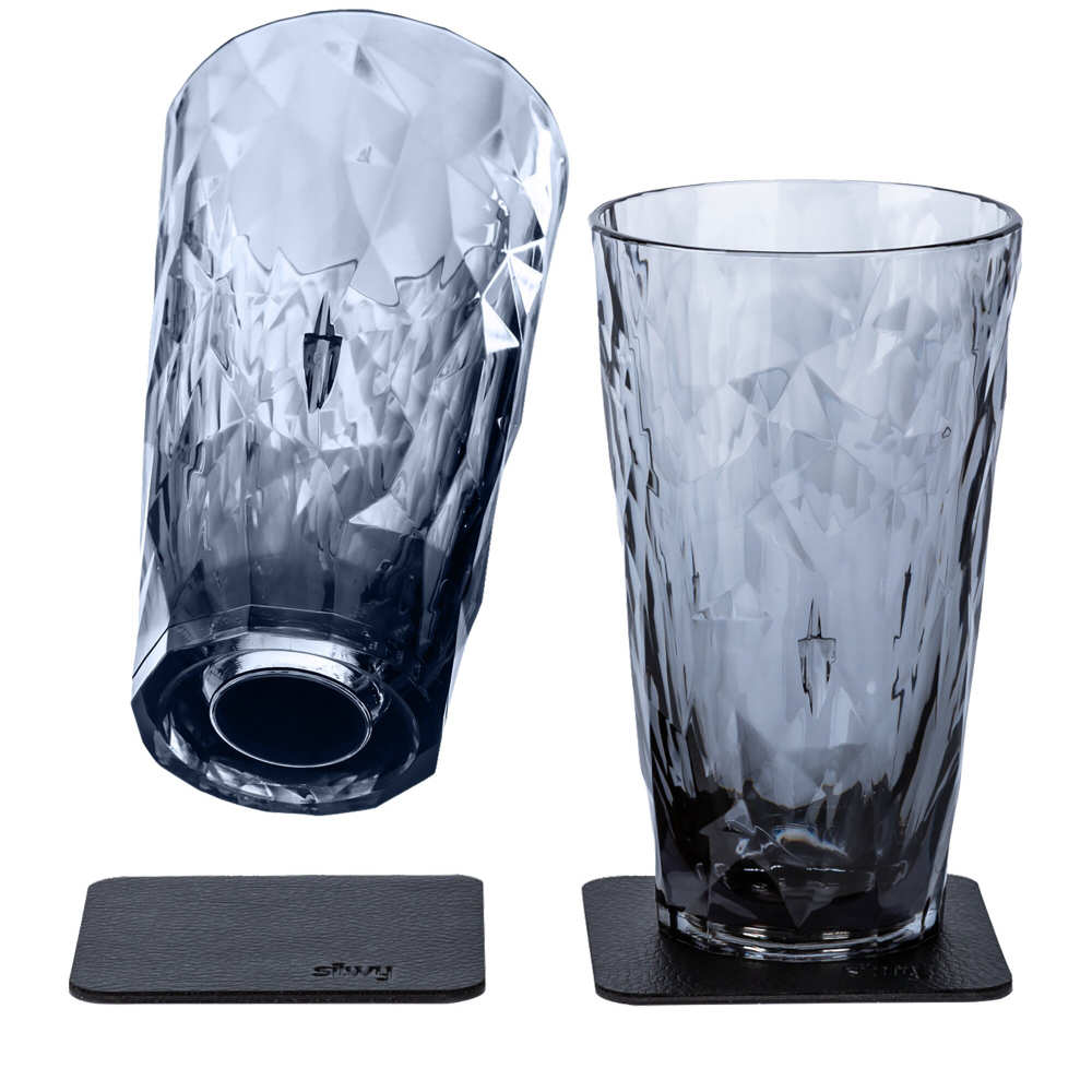 Silwy Magnet-Kunststoffgläser Longdrink 300 ml, 2er-Set, rauchgrau