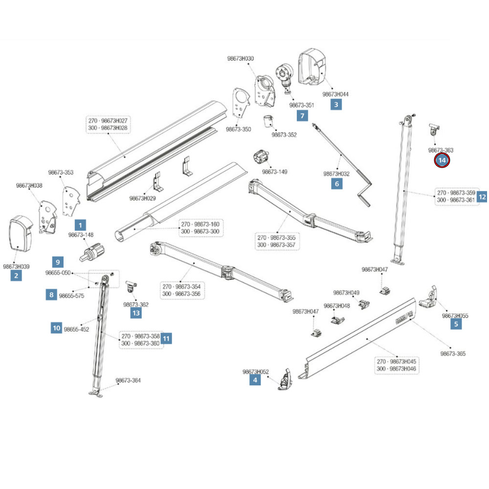 Fiamma Stützfußgelenk rechts für F43van Markise (98673-363)