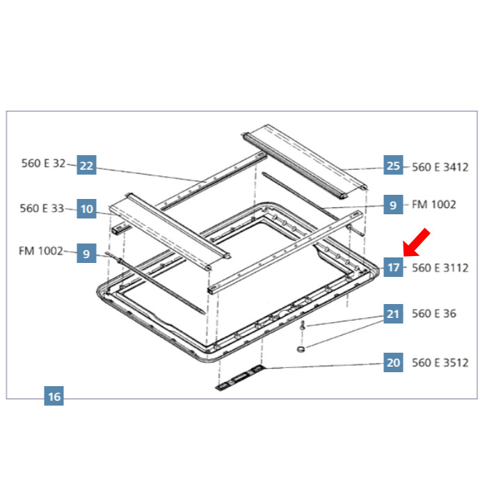 Dometic Heki 1 Innenrahmen ohne Anbauteile - cremeweiß