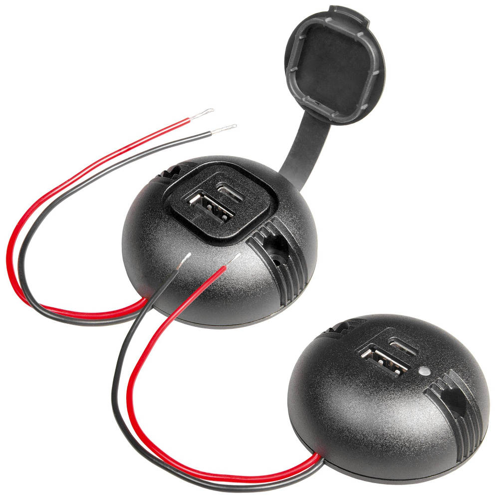 Procar Aufbau-Doppelsteckdose USB-C/USB-A rund