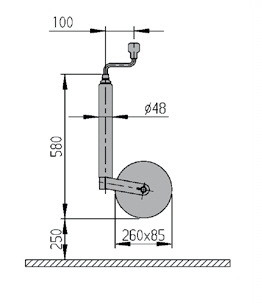 AL-KO Stützrad Plus, 260 x 85 mm, Luftrad/Blechfelge, 120 kg Traglast